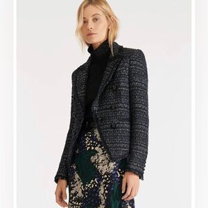 Veronica Beard Cooke Dickey Navy Tweed Blazer
